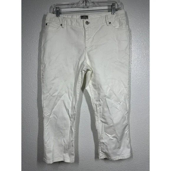J Jill Pants Womens 16 White Authentic Fit Cropped Below‎ Waist Stretch Cotton