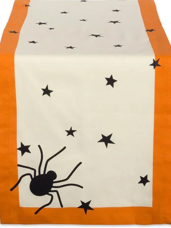 DII Halloween Tabletop Collection Bold Black Stars/Spooky Spider Orange Bor