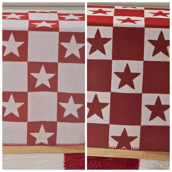 Table Runner USA Star Chenille Cloth Red White Patriotic 16x80
