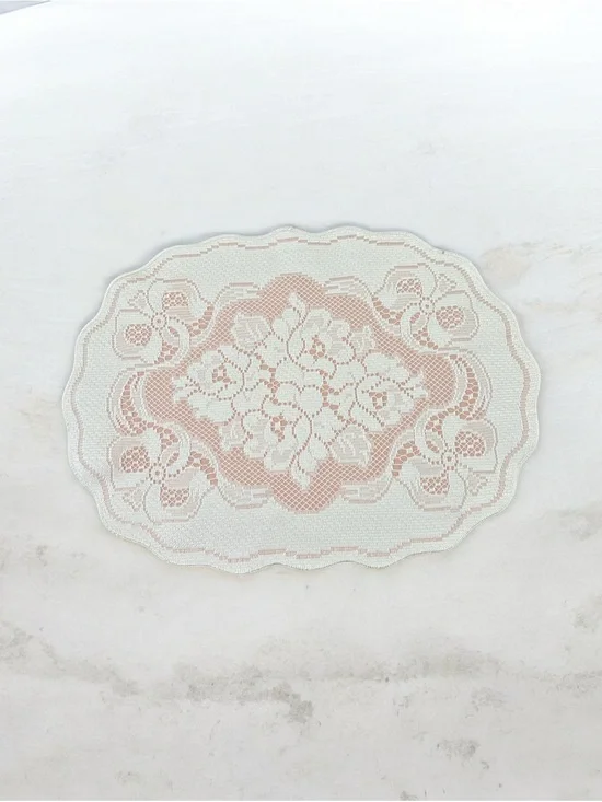Vintage Pink and Cream Floral Lace Placemat