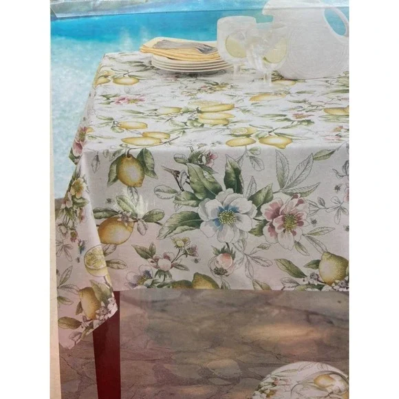 New Benson Mills Tablecloth Limona Lemons Oblong 52