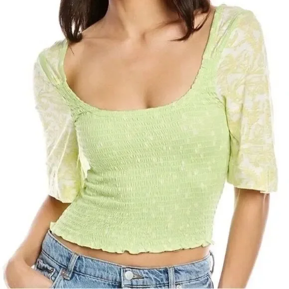 Free People Top Key Lime Combo Marigold Green Tea size M