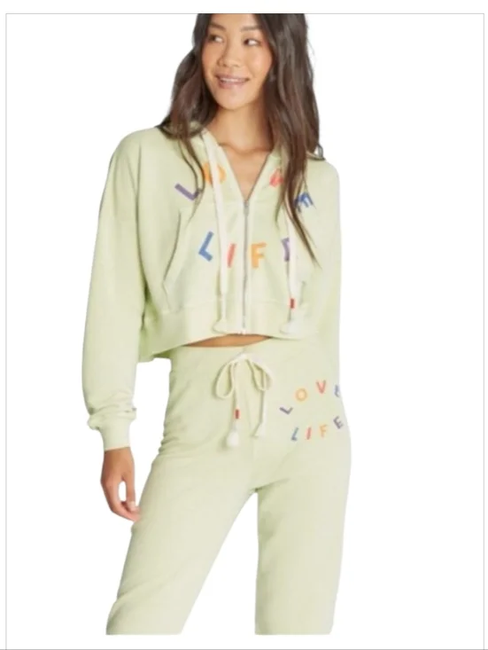 NWT Wildfox Green Sweatshirt Jogger Set sz M