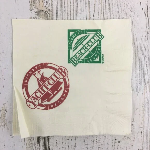 Vtg Walt Disney World Paper Napkin Yacht Club Beach Club Resort Cocktail Bar