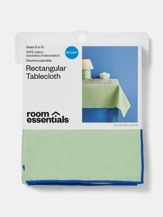 Room Essentials Light Green Rectangular Tablecloth – 60