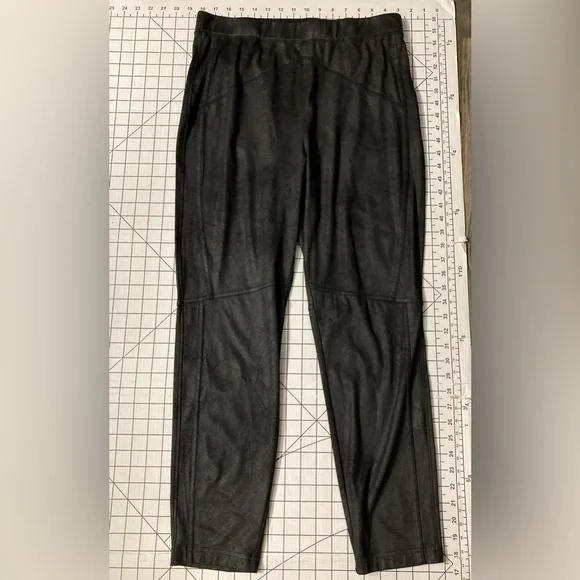 Free People Women’s Large Midnight Black Metallic Faux Suede Stretch Pants‎