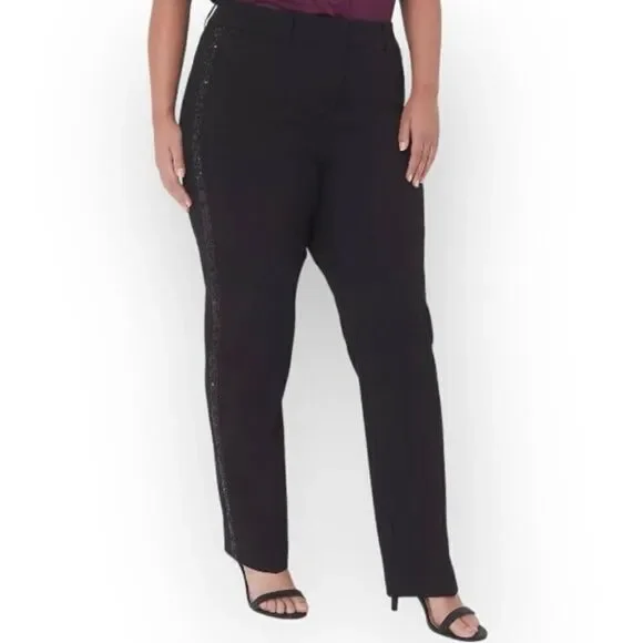 Lane Bryant Signature Fit Sequin Side‎ Tape The Perfect Drape Straight Pant 24