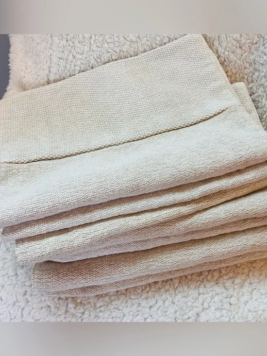 Set of 7 Natural Linen Look Placemats Beige Woven Coastal  Boho Lined
