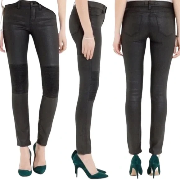Madewell‎ Skinny Skinny Moto Black Coated Jeans