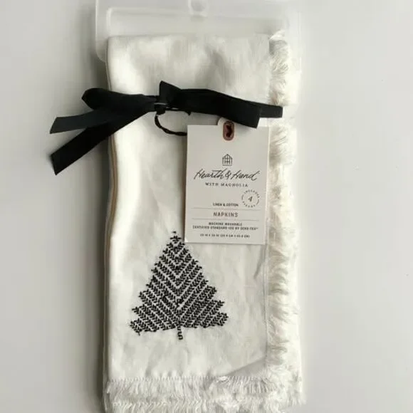 Hearth & Hand With Magnolia Embroidered Napkins Set of 4