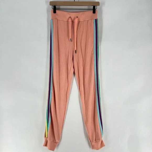 Electric Yoga Sundrop Jogger Pants Womens‎ Size S Pink Rainbow Side Stripes