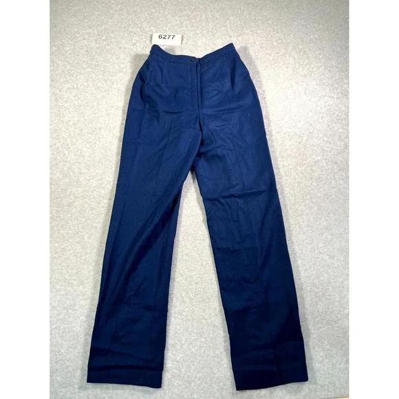 Personal Dress Pants Womens 7 Blue Pure Wool Flat Front Straight Leg‎ Formal