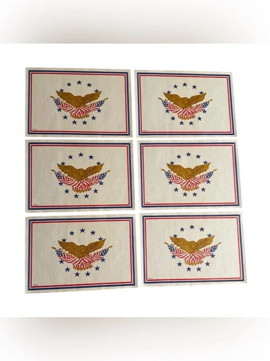 Rare Vintage Paper USA Placemats Set America Flag Eagle Independence Day
