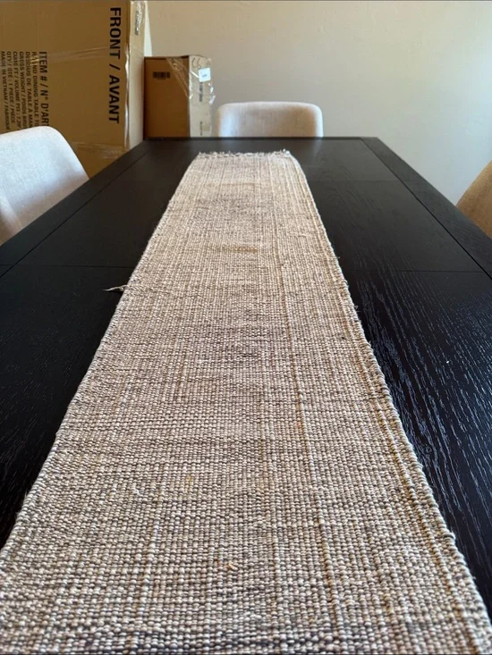 Neutral Woven Table Runner - Natural Beige 90 inches