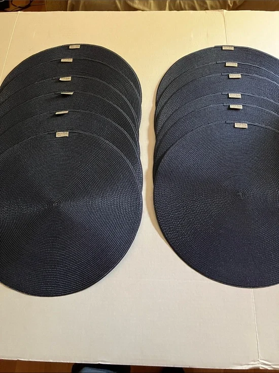 Braided Round Placemats — Navy Blue