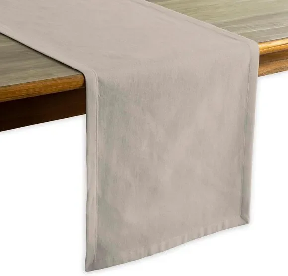 Calicot Table Runner 100% Cotton Table Runner, Frosted Beige
