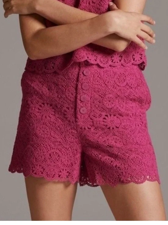 ANTHROPOLOGIE Maeve Crochet Eyelet Shorts size 6 in pink