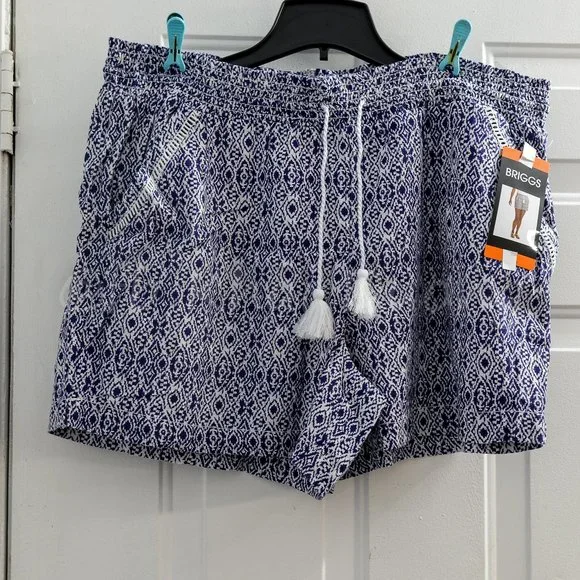 Briggs Ladies’ Linen‎ Blend Short BLUE PRINT