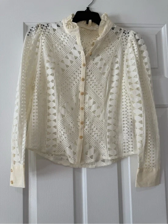 Anthropologie Cream Lace Blouse