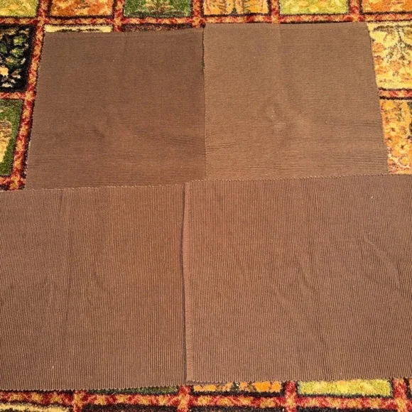Lot of 4 Brown Ribbed Textured Placemats 14x18 Minimalist