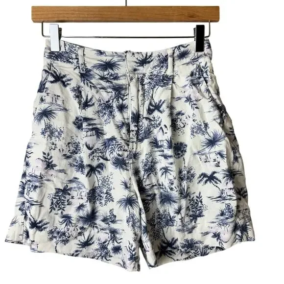 Abercrombie & Fitch Linen Shorts Womens XS White Bermuda Hawaiian Casual Preppy