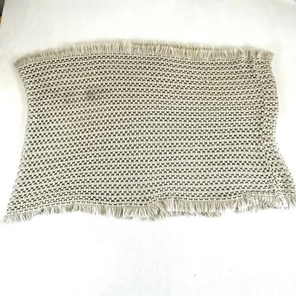 Boho Macrame Table Runner Beige Fringe Trim‎ Open Weave Decorative Textile 0190S