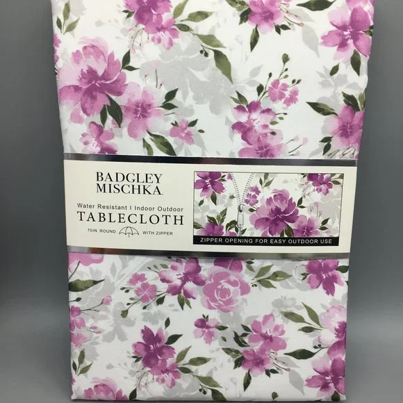 Badgley Mischka Floral Outdoor Tablecloth 70