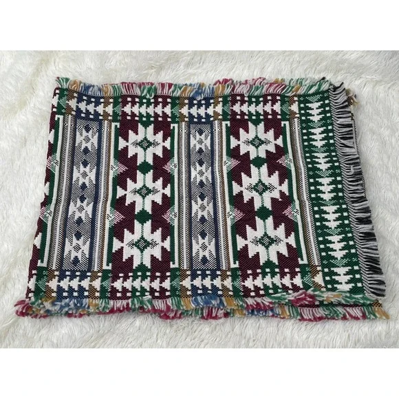 Unbranded Woven Table Runner OS Multicolor Excellent Southwestern Fringe Tribal