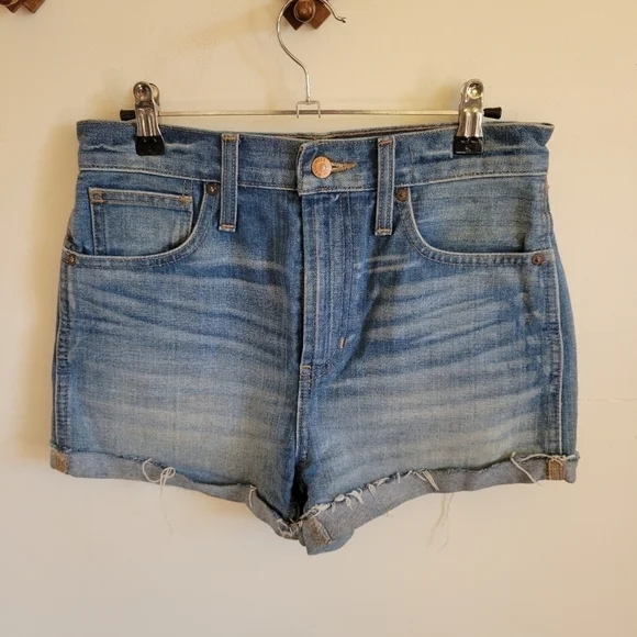 Madewell The Perfect Jean Short Short Raw Rolled Hem Stretch Denim Small 25