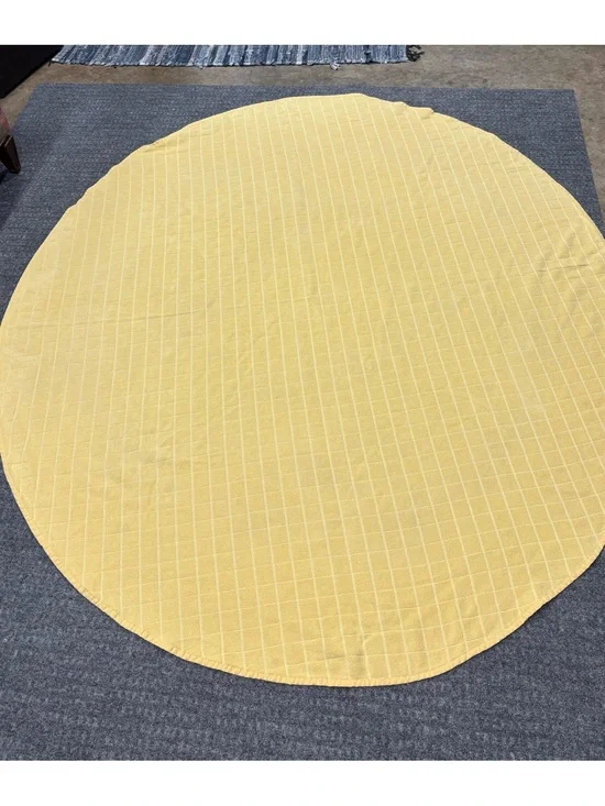 Sunny Yellow Round Tablecloth with Subtle Grid Detail