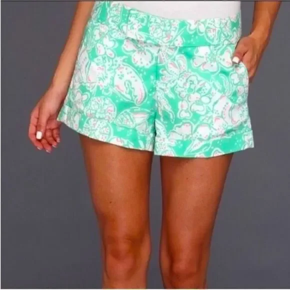 Lilly Pulitzer Barclay Green and Pink Short Women Size 0