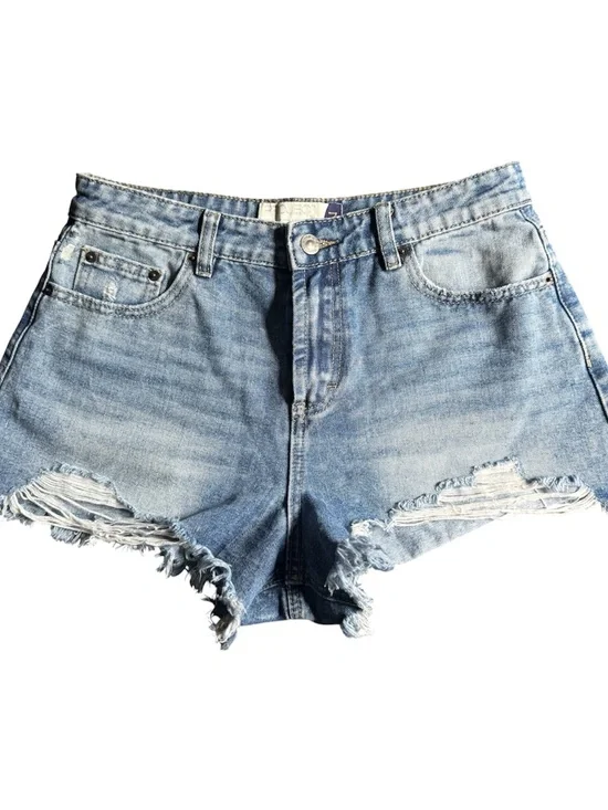 SHEIN Light Blue Distressed Denim Mini Shorts