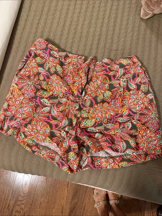 J. Crew Pink Multi Floral High-Waist Shorts