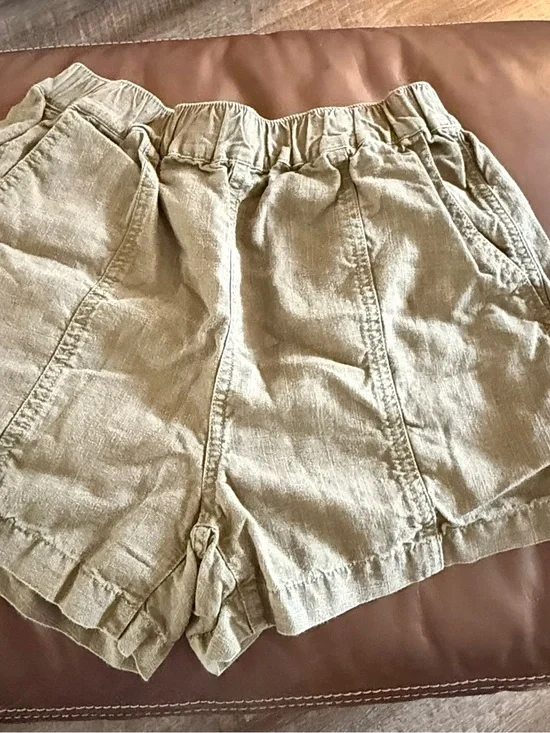Madewell High-Waist Elastic Linen-Blend Shorts - Army Green