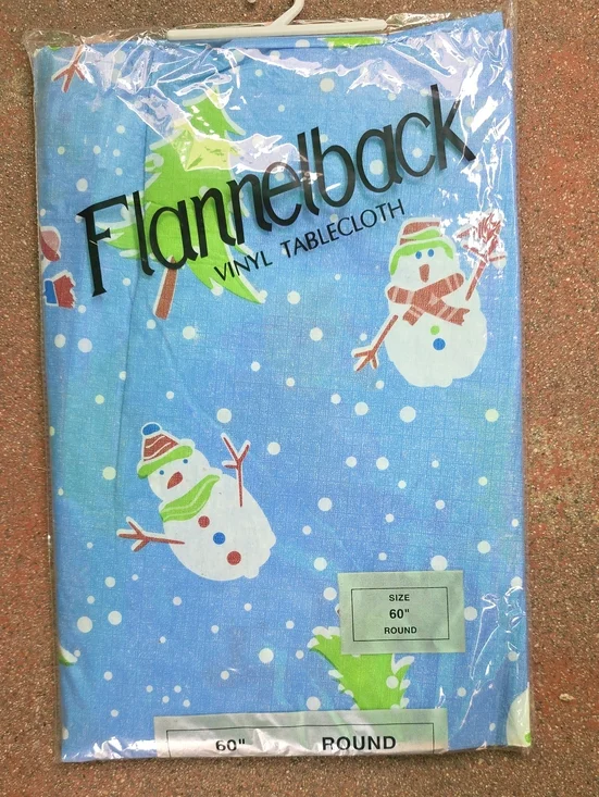 Blue Snowman Vinyl Tablecloth - 60