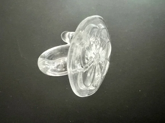 Murano Style Hand Blown Art Glass Flower Napkin Ring Holders Vintage Set 5 Clear