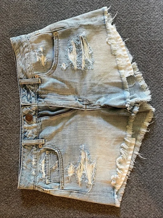 American Eagle Outfitters Light Wash Distressed Denim Shorts