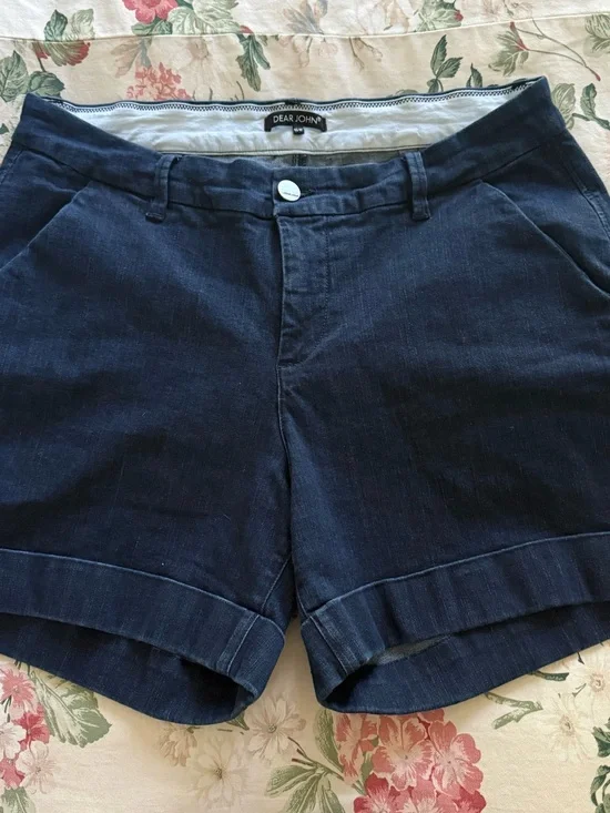Dear John Hampton Preppy Denim Classic Cuffed Shorts Dark Wash Indigo Plus 16W