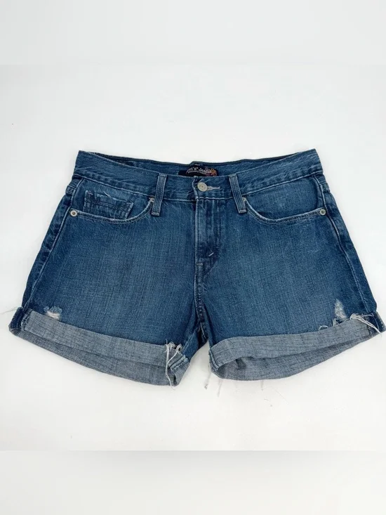 Levi’s Jean Shorts Juniors 3 Blue Denim Roll Cuff Distressed Cotton Denim Boho