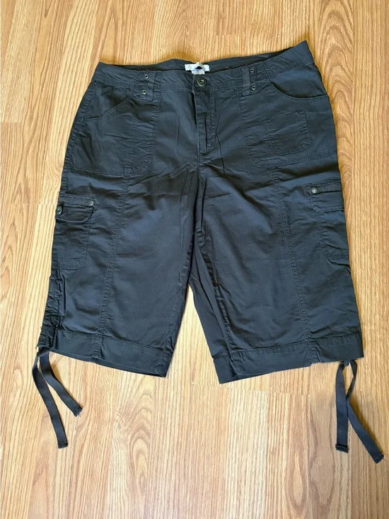 Dress barn Cargo Bermuda Shorts with Side Ties Dark Brown