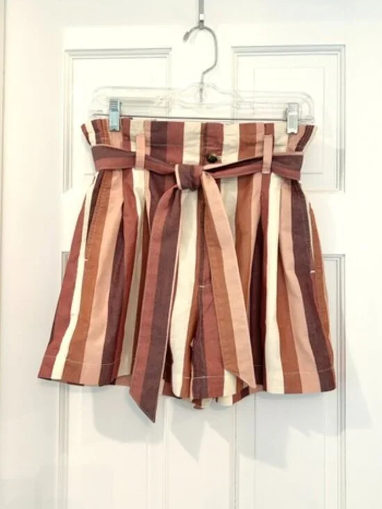Madewell Paperbag Waist Striped Linen Blend Shorts – NWOT – Size 0