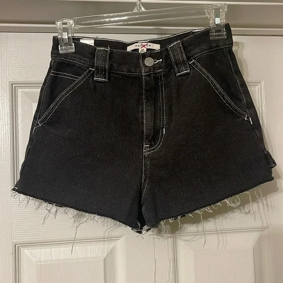 Pacsun High Rise Carpenter Shorts Black Denim Size 25
