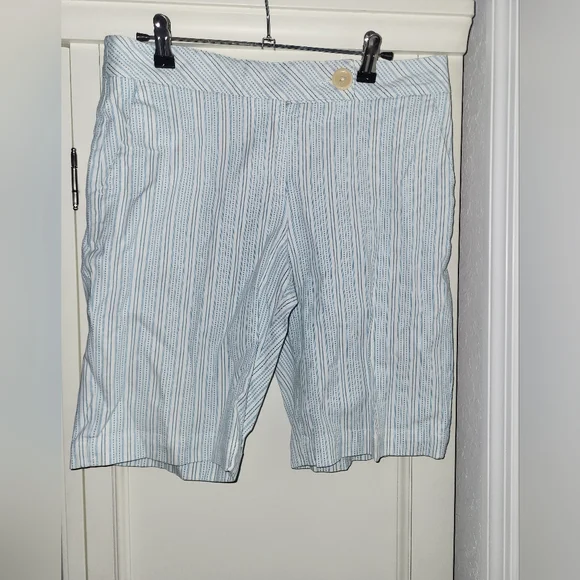 Talbots Chic Striped Shorts in Blue and White
