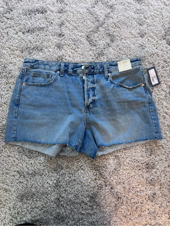 Classic High-Rise Denim Shorts in Blue
