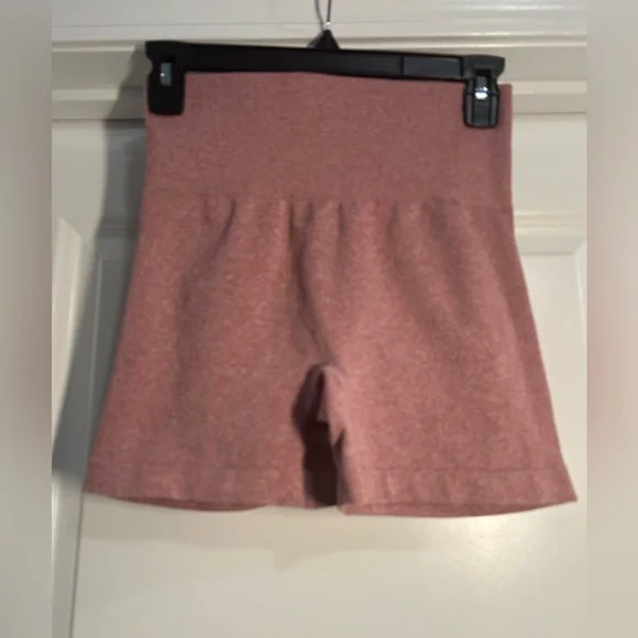 Women's‎ Heathered Pink High-Waisted Shorts-4