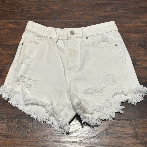 Wild Fable White Jean Shorts Distressed Frayed Hem