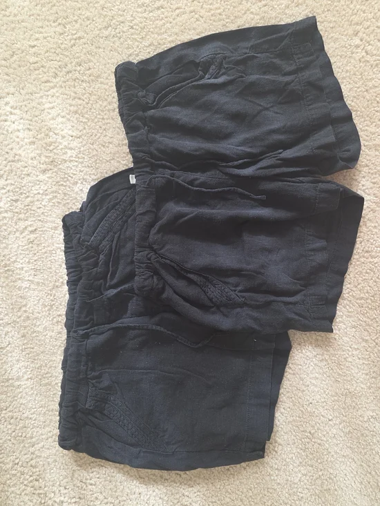 Two black Elastic Waist Casual Shorts