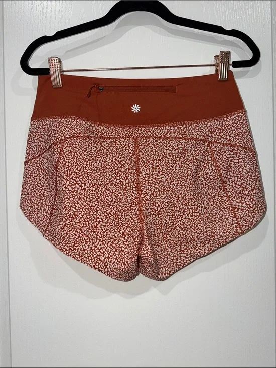 Athleta Run With It 3.5” Printed Shorts Burnt Rust Orange White Size xxs