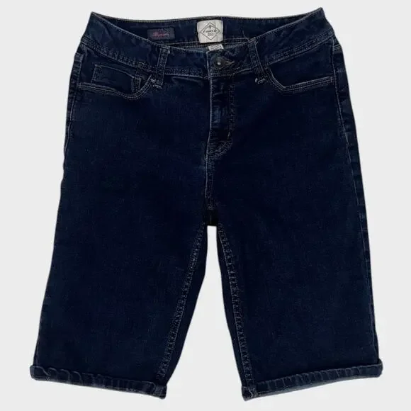 St. John's Bay Size 8 Cotton Polyester Spandex Blue Denim Bermuda Shorts