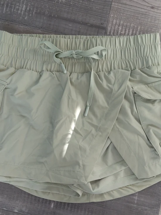 POPFLEX Light Sage Elastic-Waist Skort with Drawstring